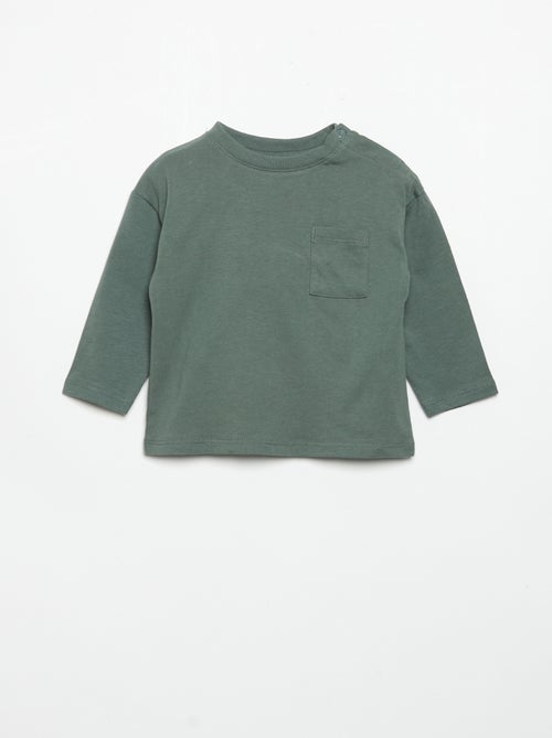 Langarm-T-Shirt mit Brusttasche - Kiabi