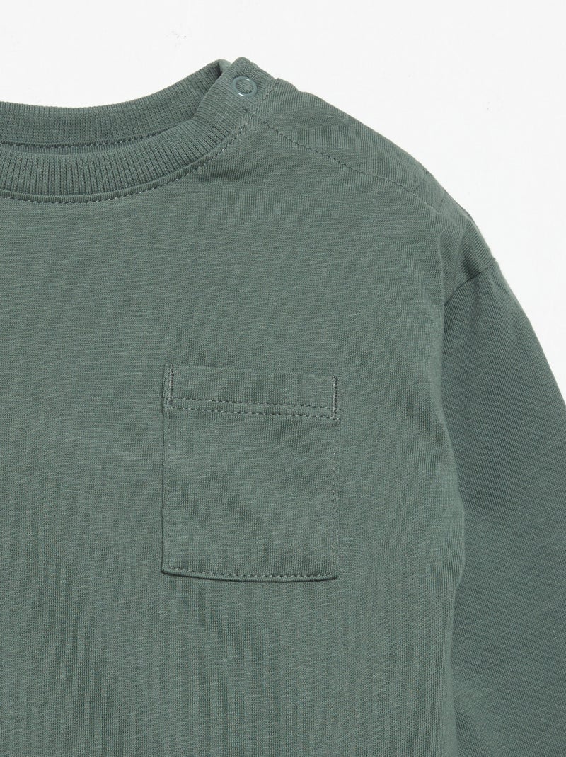 Langarm-T-Shirt mit Brusttasche Grün - Kiabi