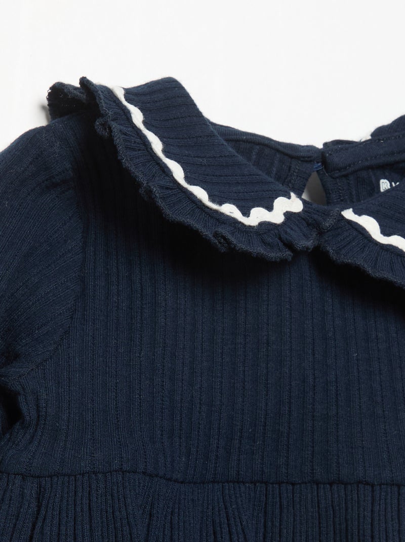 Langarm-T-Shirt mit Bubikragen Bleu - Kiabi