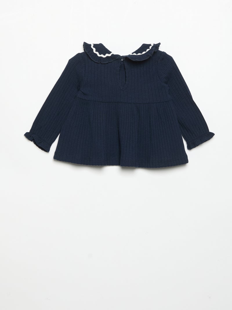 Langarm-T-Shirt mit Bubikragen Bleu - Kiabi