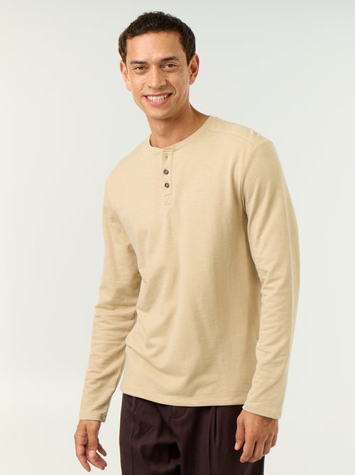 Langarm-T-Shirt mit Henley-Kragen - Kiabi