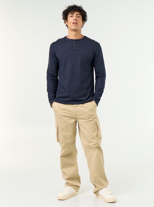 Langarm-T-Shirt mit Henley-Kragen - Kiabi
