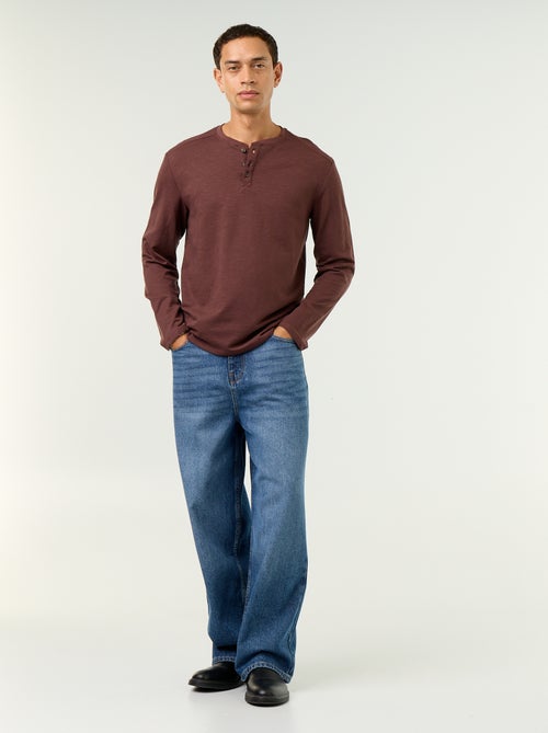 Langarm-T-Shirt mit Henley-Kragen - Kiabi