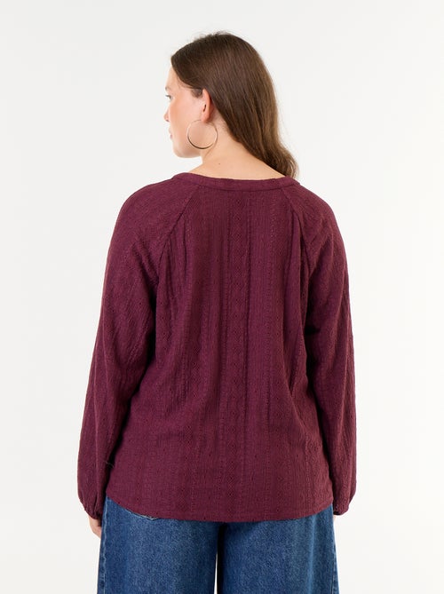 Langarm-T-Shirt mit Lochmuster - Kiabi