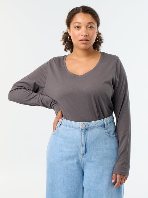 Langarm-T-Shirt mit Rundhalsausschnitt - Kiabi Langarm-T-Shirt mit Rundhalsausschnitt - Kiabi