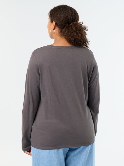 Langarm-T-Shirt mit Rundhalsausschnitt - Kiabi Langarm-T-Shirt mit Rundhalsausschnitt - Kiabi