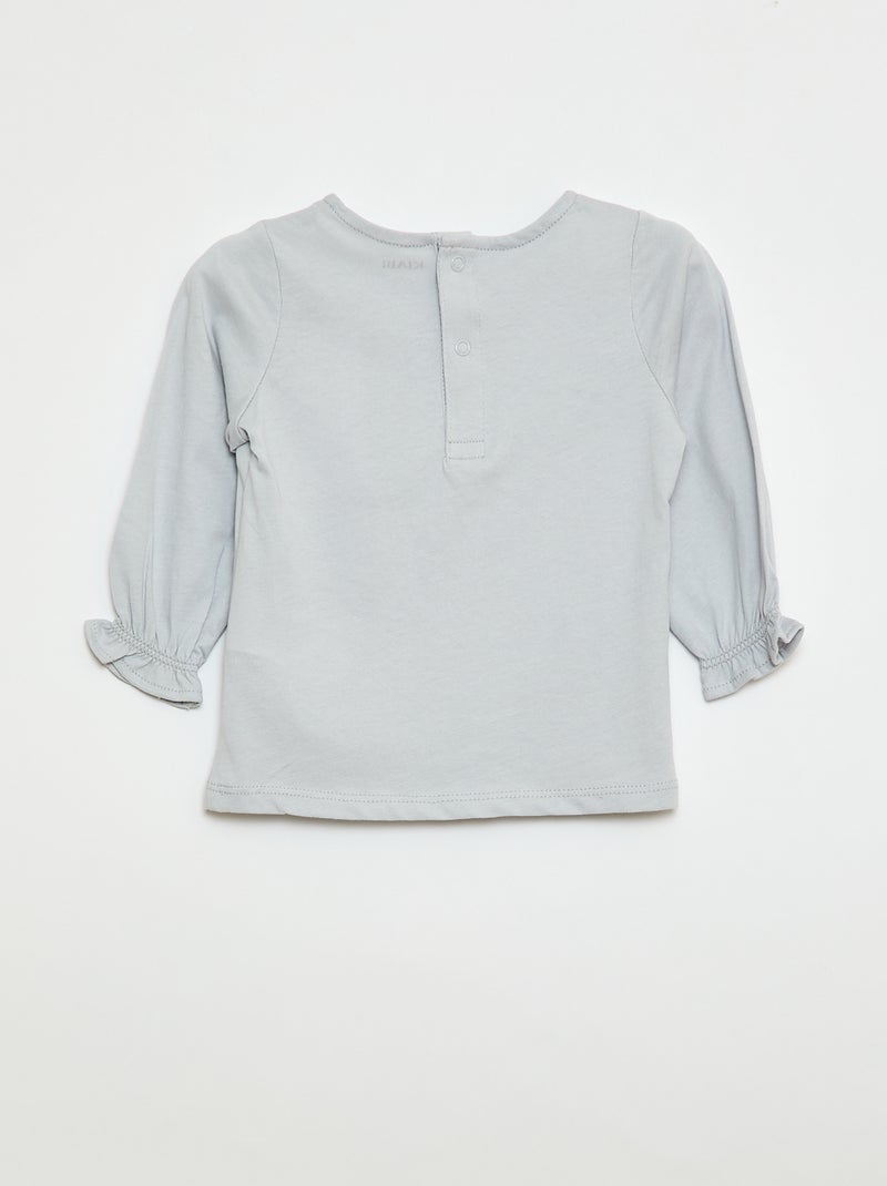 Langarm-T-Shirt mit Rüschenbündchen Blau - Kiabi