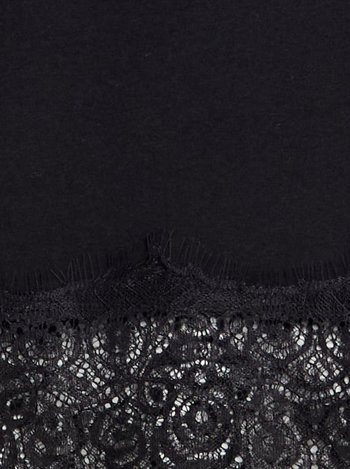 Langarm-T-Shirt mit Spitzenborte - Kiabi
