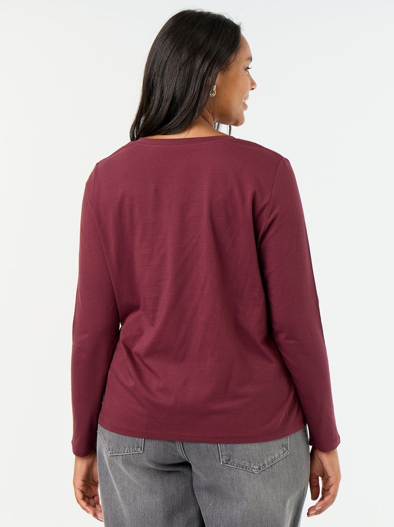 Langarm-T-Shirt mit V-Ausschnitt Rot - Kiabi