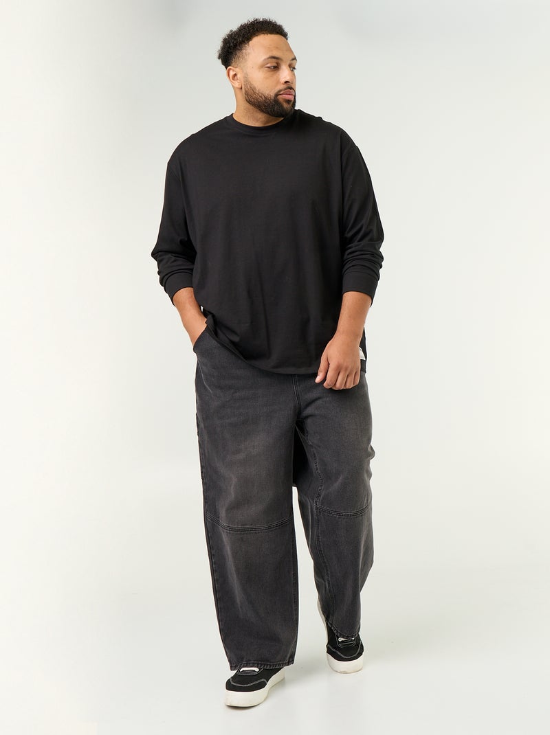 Langarm-T-Shirt Noir - Kiabi
