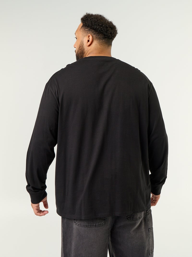 Langarm-T-Shirt Noir - Kiabi