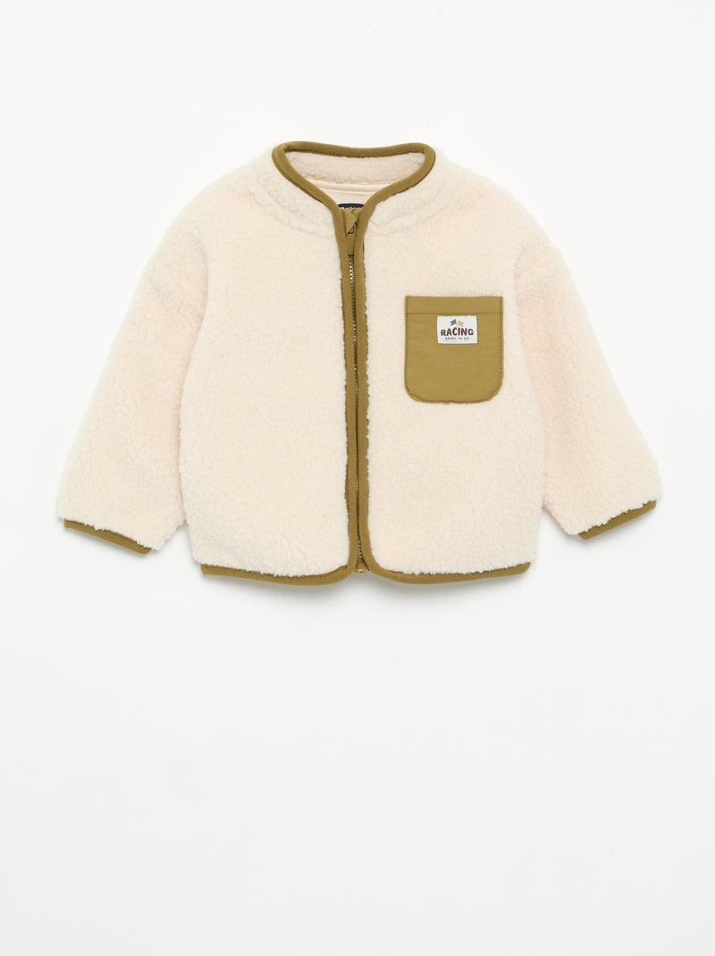 Langarm-Teddyfleece-Jäckchen Beige - Kiabi