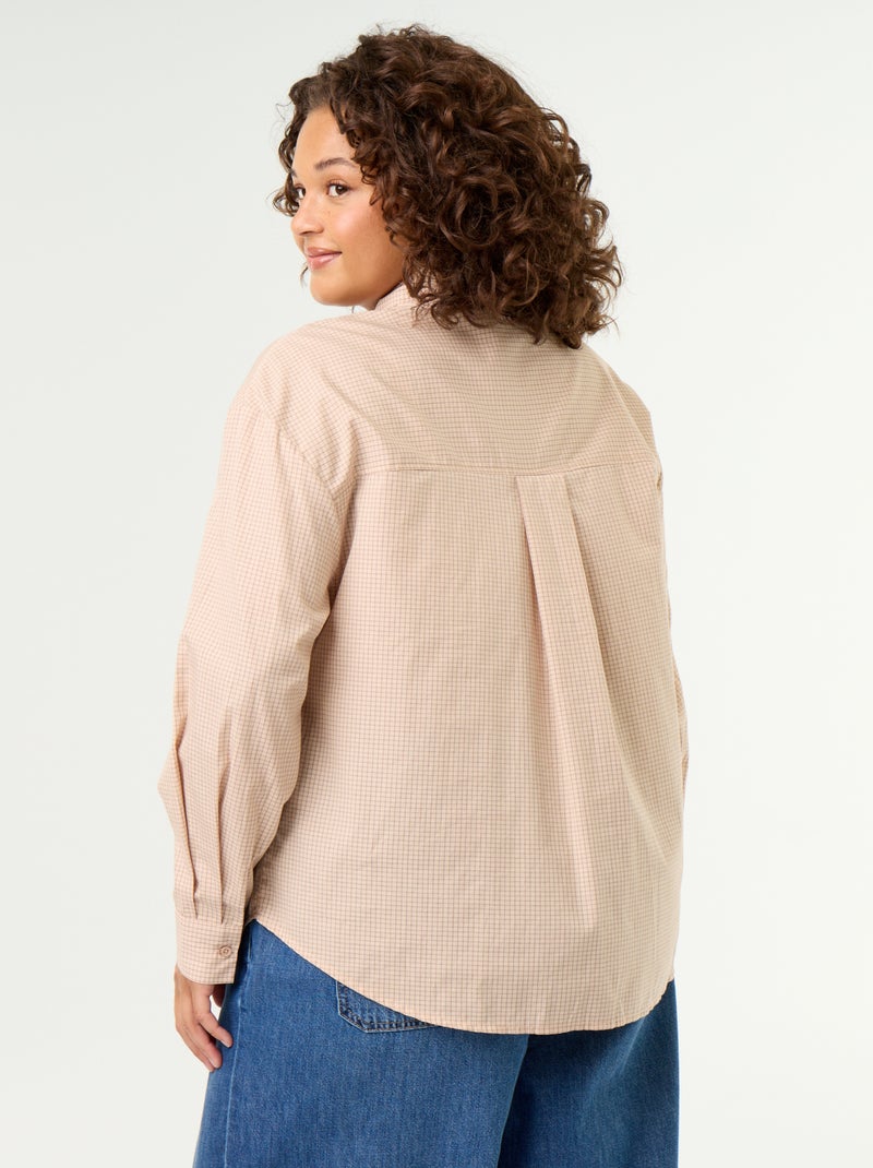 Langarmbluse mit Schluppenkragen Beige - Kiabi