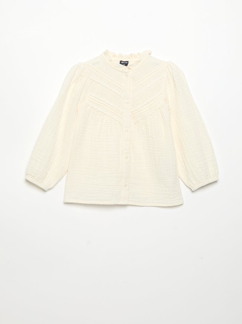 Langarmbluse mit Zierkragen Beige - Kiabi