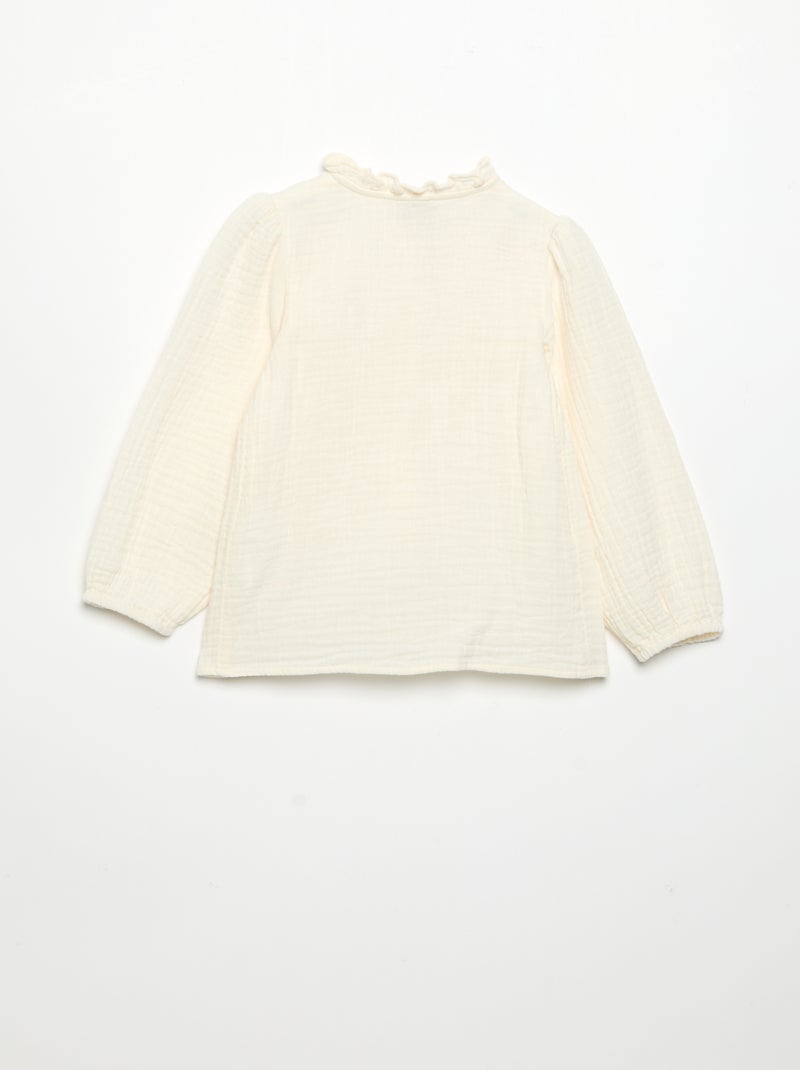 Langarmbluse mit Zierkragen Beige - Kiabi