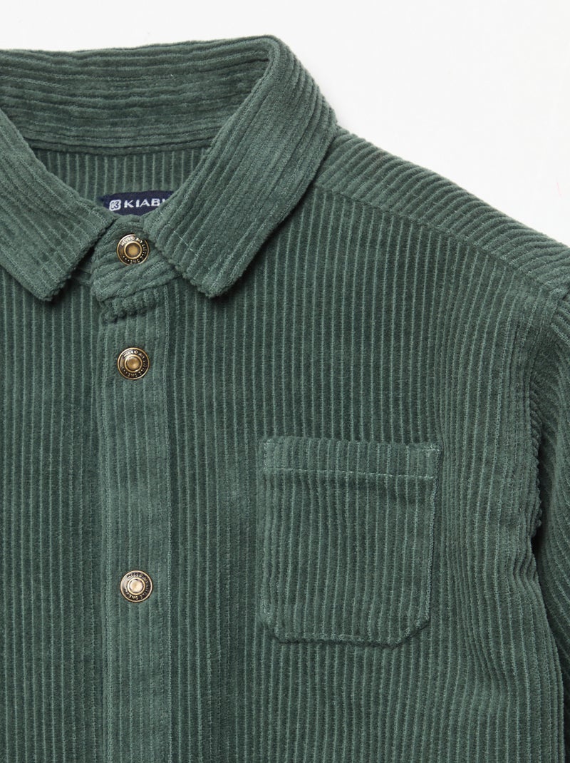 Langarmhemd aus Cord Vert - Kiabi