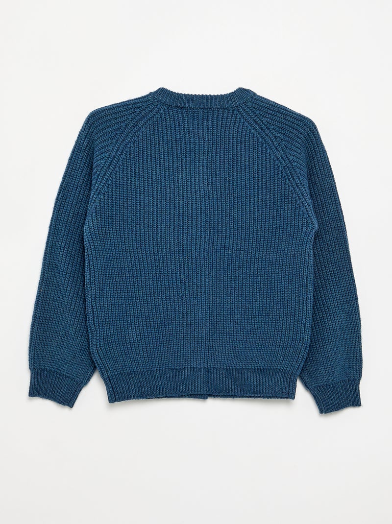 Langärmlige einfarbige Strickjacke Blau - Kiabi