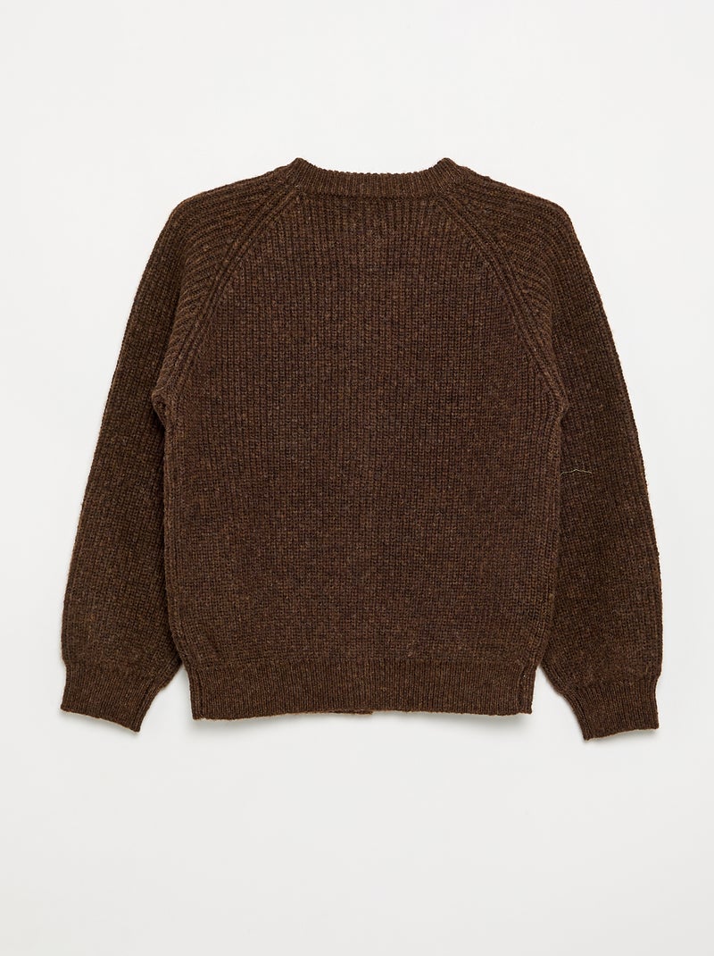 Langärmlige einfarbige Strickjacke Braun - Kiabi