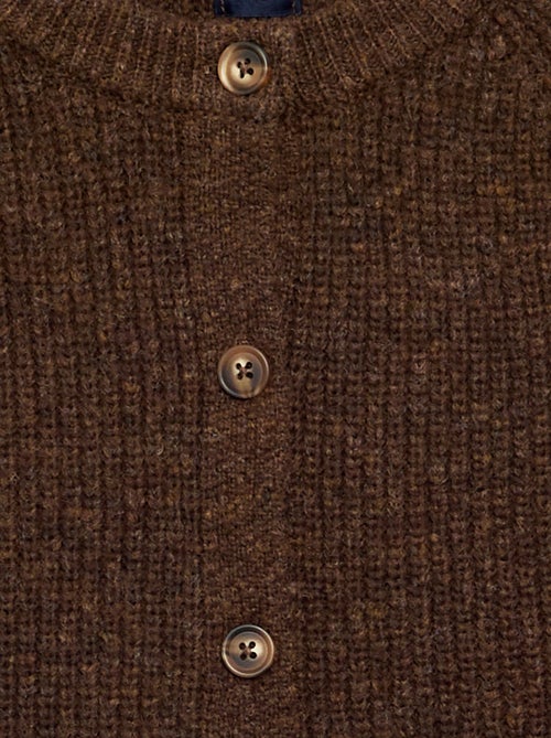Langärmlige einfarbige Strickjacke - Kiabi