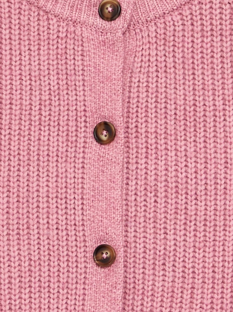 Langärmlige einfarbige Strickjacke Rosa - Kiabi