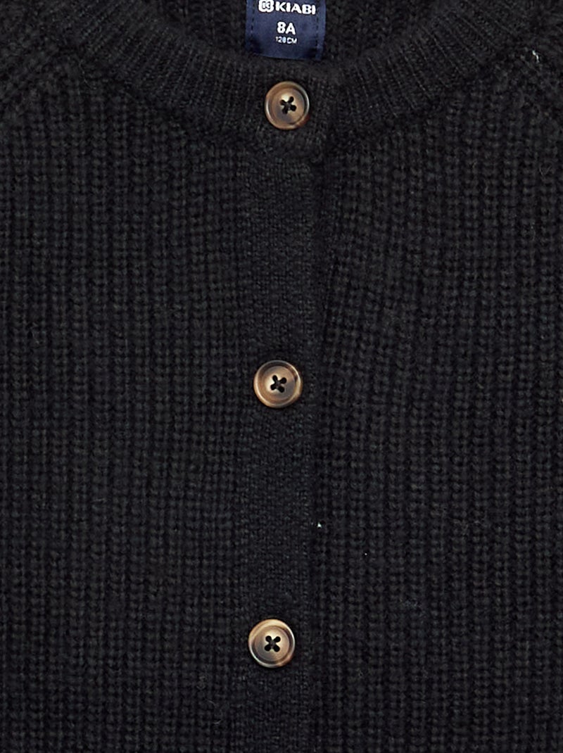 Langärmlige einfarbige Strickjacke Schwarz - Kiabi