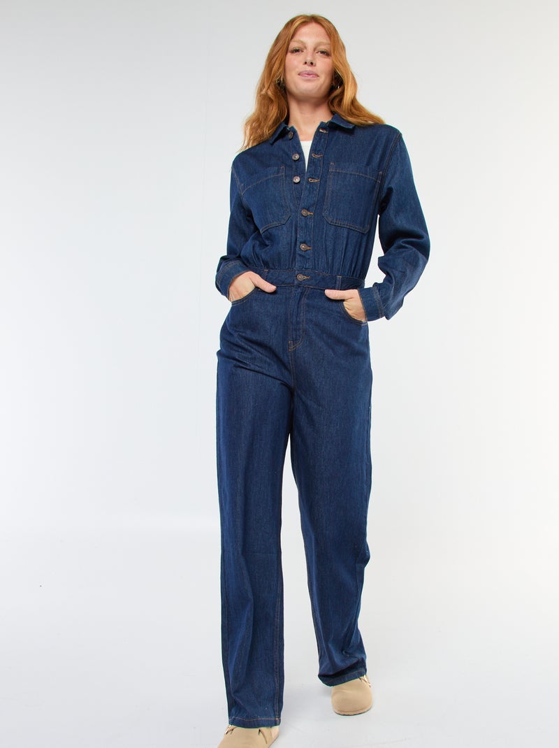 Langärmliger Jeans-Overall Blau - Kiabi