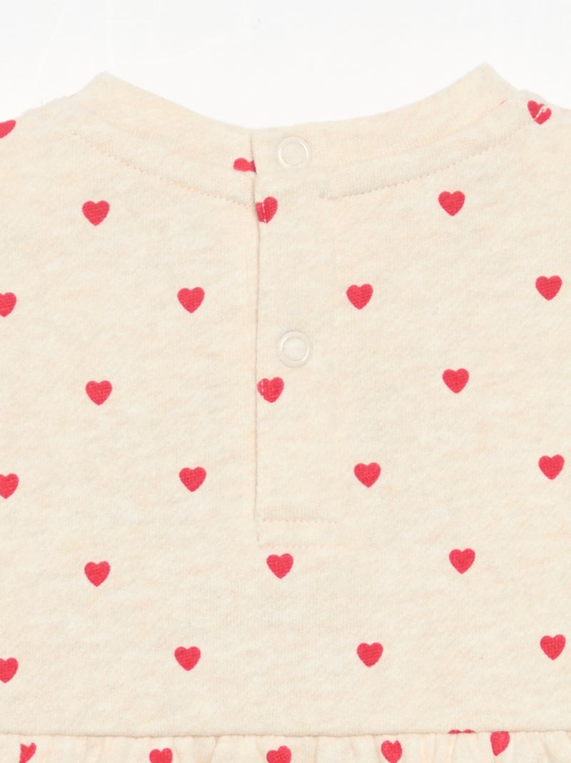 Langärmliges bedrucktes Kleid Beige - Kiabi