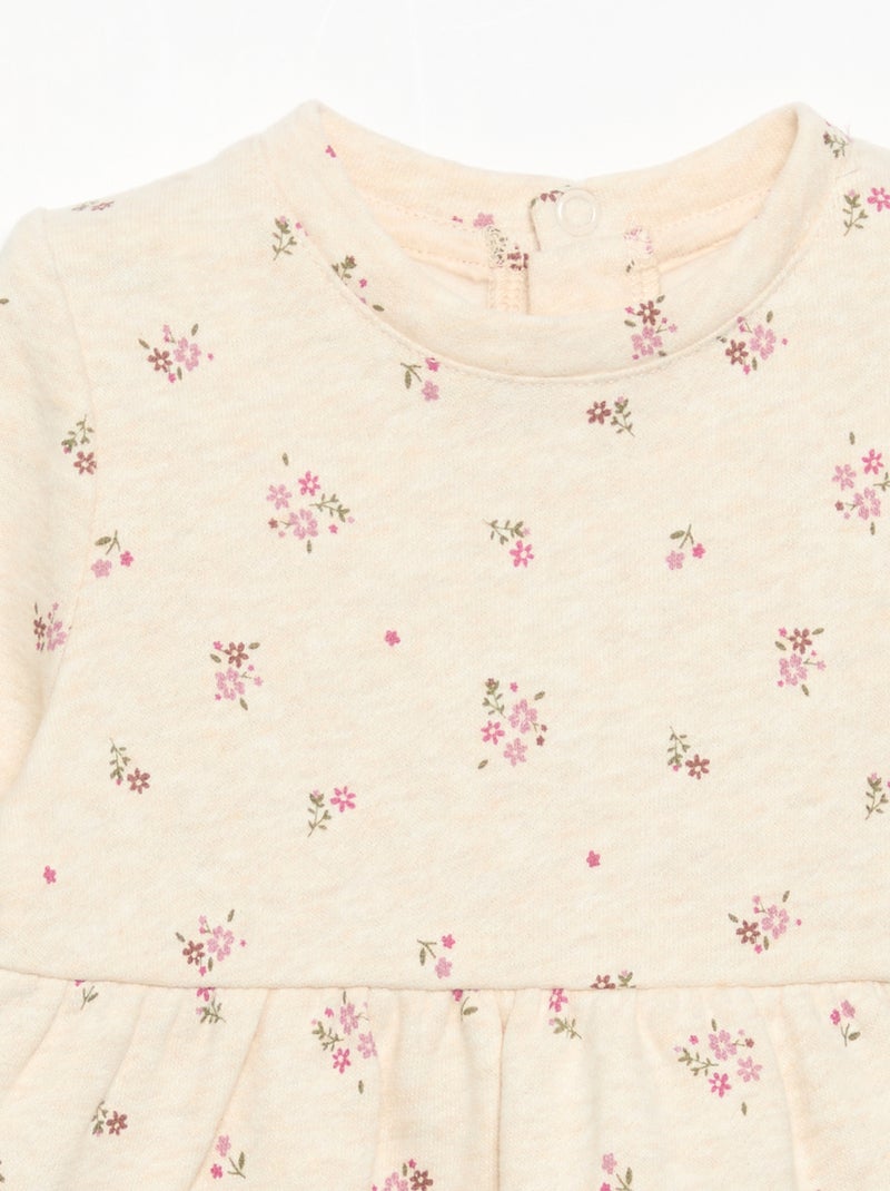 Langärmliges bedrucktes Kleid Beige - Kiabi