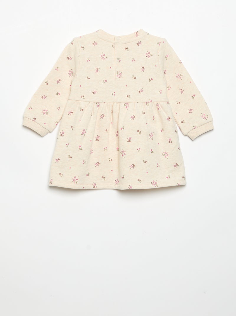 Langärmliges bedrucktes Kleid Beige - Kiabi