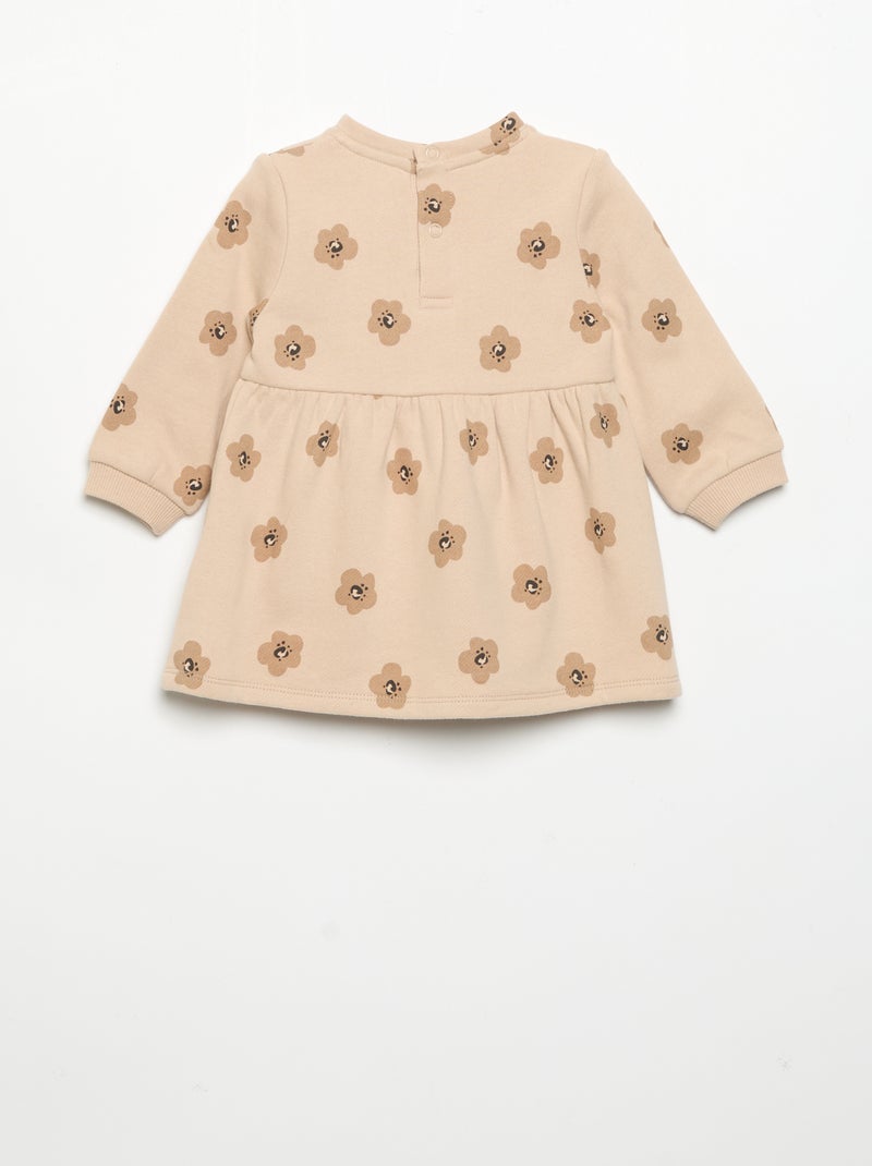 Langärmliges bedrucktes Kleid Beige - Kiabi