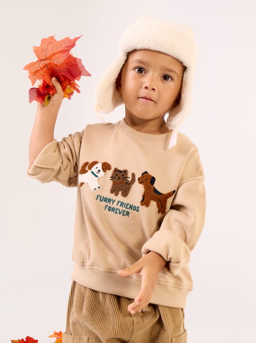 Langärmliges Fleece-Sweatshirt mit Sujet - Kiabi