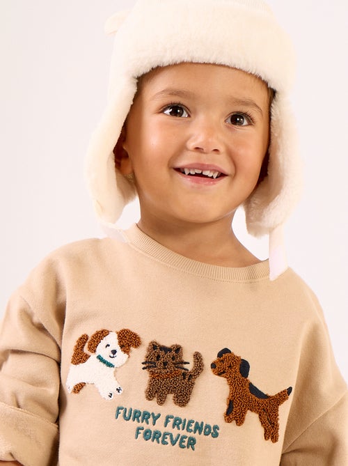 Langärmliges Fleece-Sweatshirt mit Sujet - Kiabi
