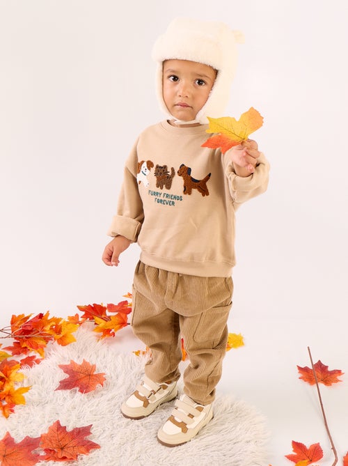 Langärmliges Fleece-Sweatshirt mit Sujet - Kiabi