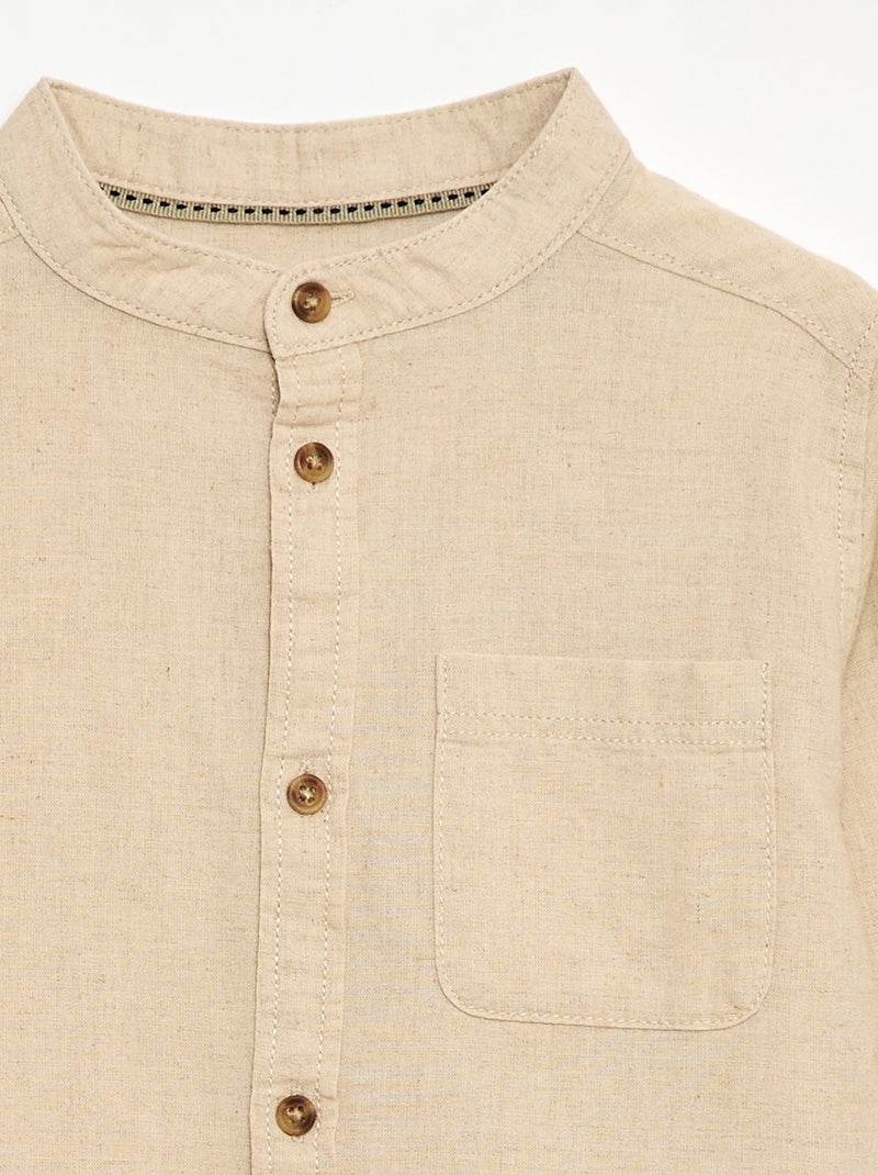 Langärmliges Hemd aus Leinen und Baumwolle Beige - Kiabi