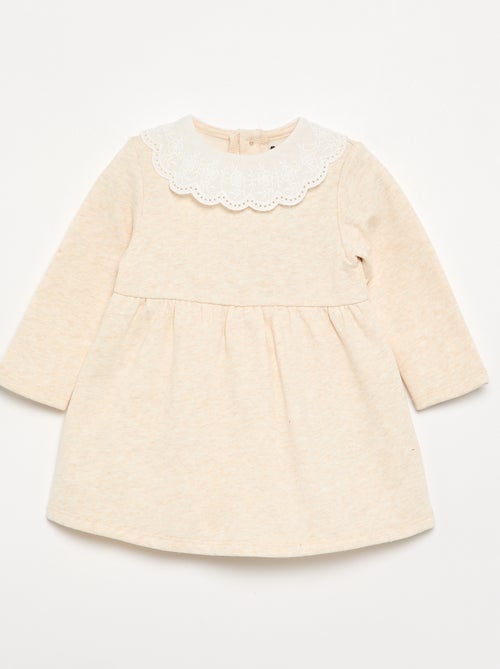 Langärmliges Moltonkleid mit besticktem Kragen - Kiabi Langärmliges Moltonkleid mit besticktem Kragen - Kiabi