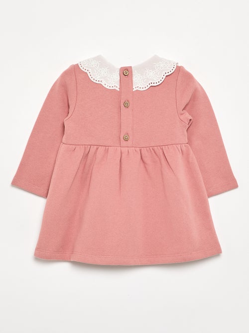 Langärmliges Moltonkleid mit besticktem Kragen - Kiabi Langärmliges Moltonkleid mit besticktem Kragen - Kiabi