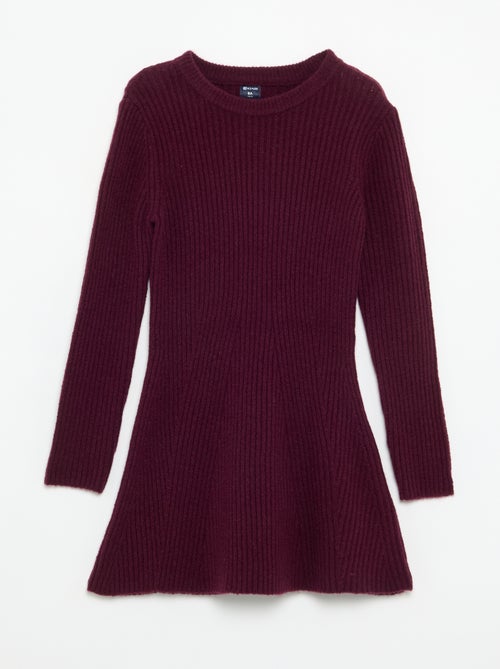 Langärmliges Rippstrickkleid - Kiabi