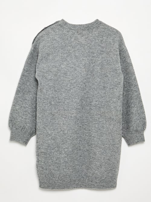 Langärmliges Strickkleid mit Knopfleiste an der Schulter - Kiabi