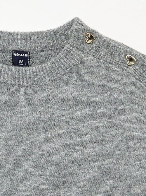 Langärmliges Strickkleid mit Knopfleiste an der Schulter - Kiabi