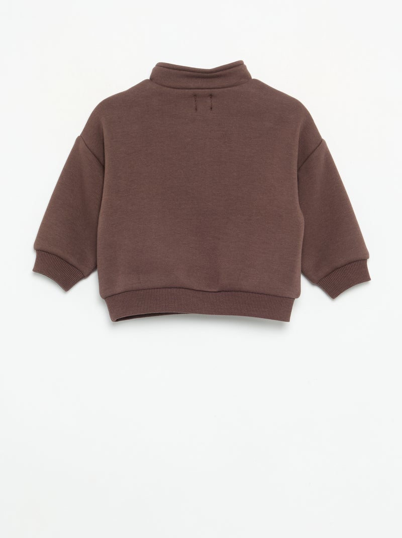 Langärmliges Sweatshirt mit Reissverschlusskragen Marron - Kiabi