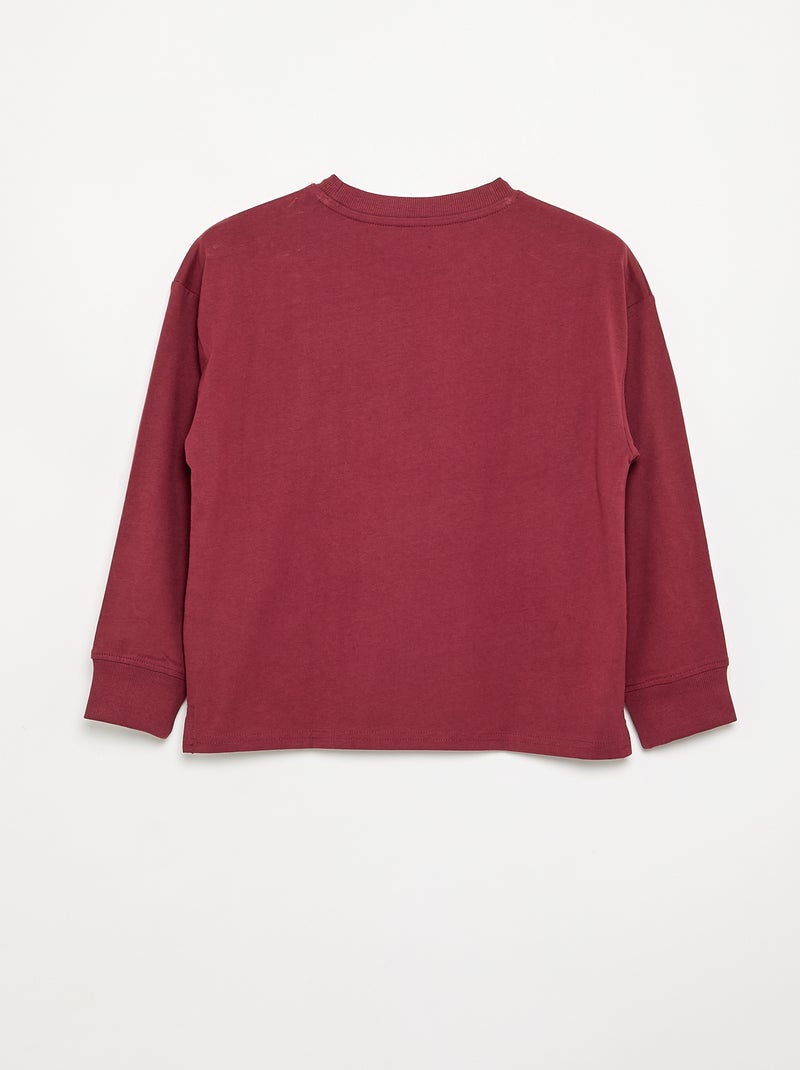 Langärmliges T-Shirt mit Aufdruck Rot - Kiabi