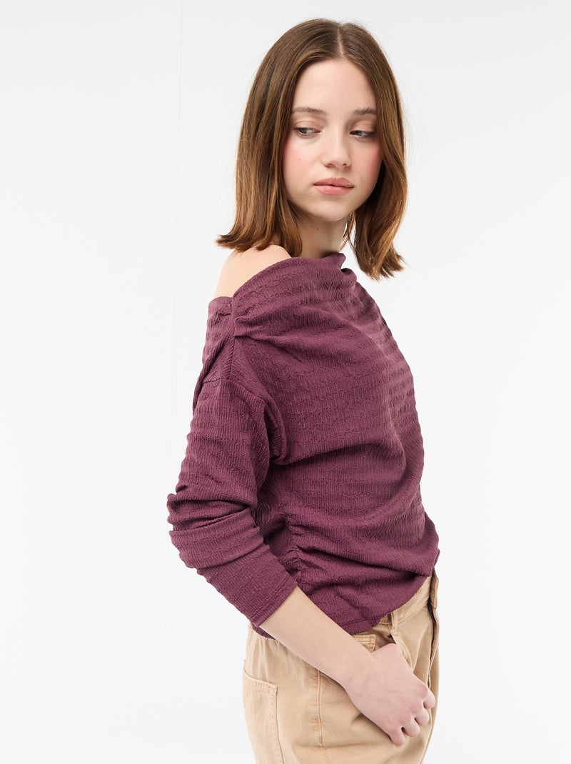 Langarmshirt aus Waffelstrick Lila - Kiabi