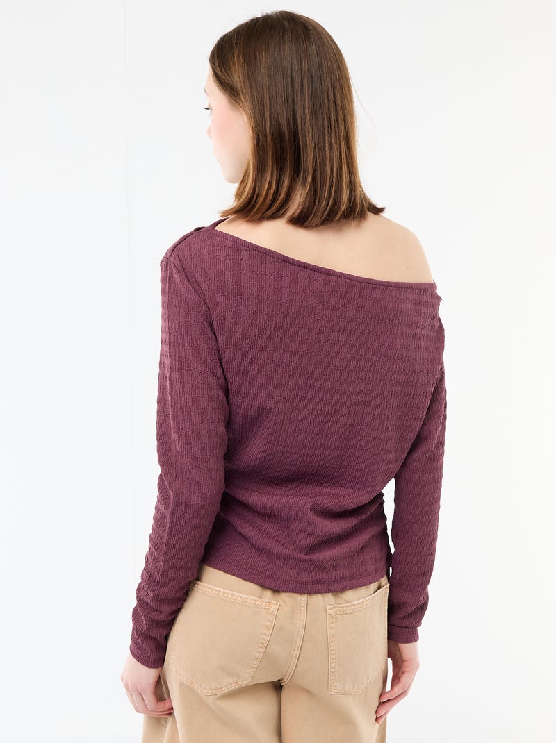 Langarmshirt aus Waffelstrick Lila - Kiabi