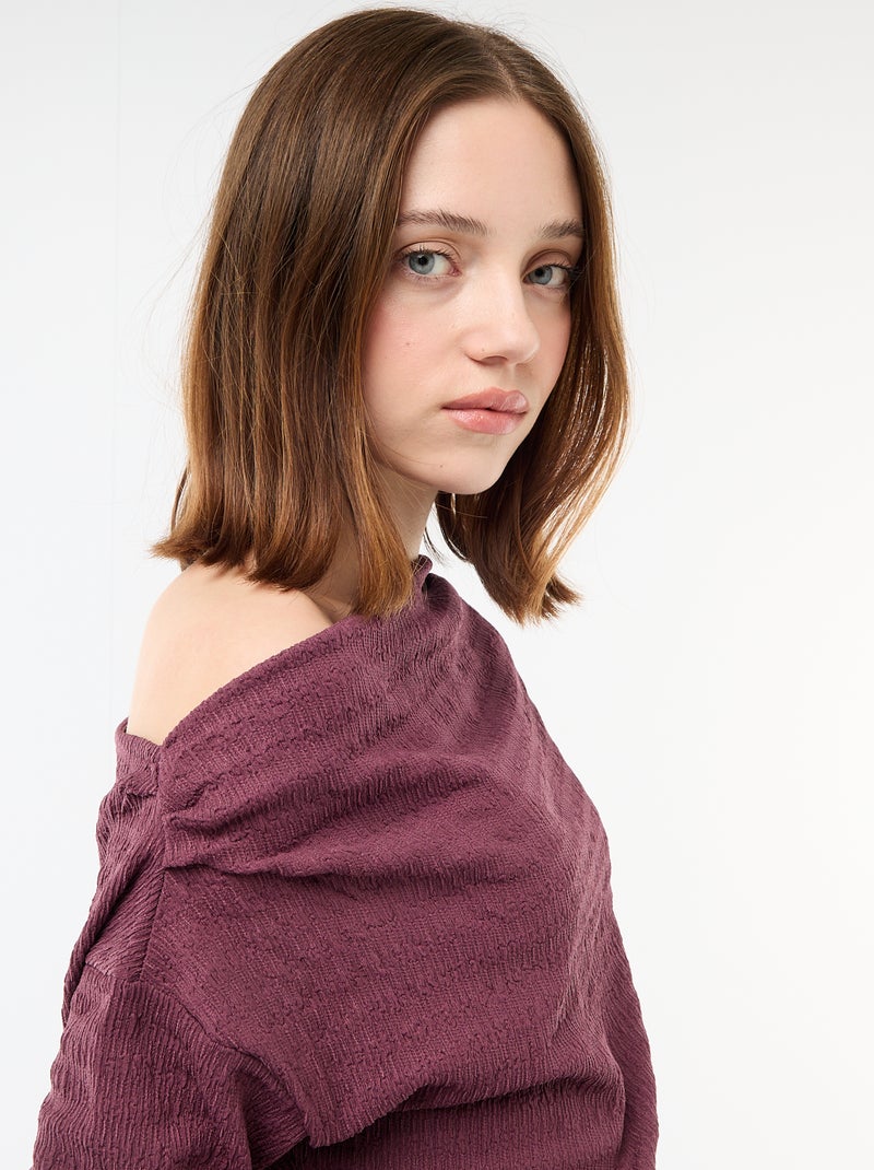 Langarmshirt aus Waffelstrick Lila - Kiabi