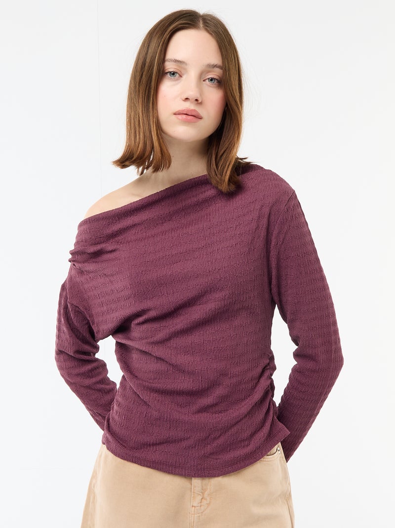 Langarmshirt aus Waffelstrick Lila - Kiabi