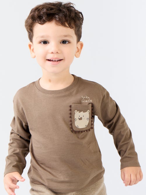 Langarmshirt mit animierter Tasche - Kiabi