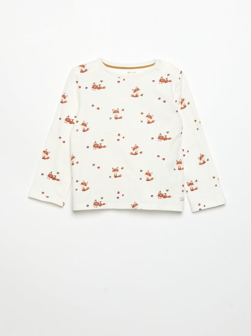 Langarmshirt mit Aufdruck Beige - Kiabi