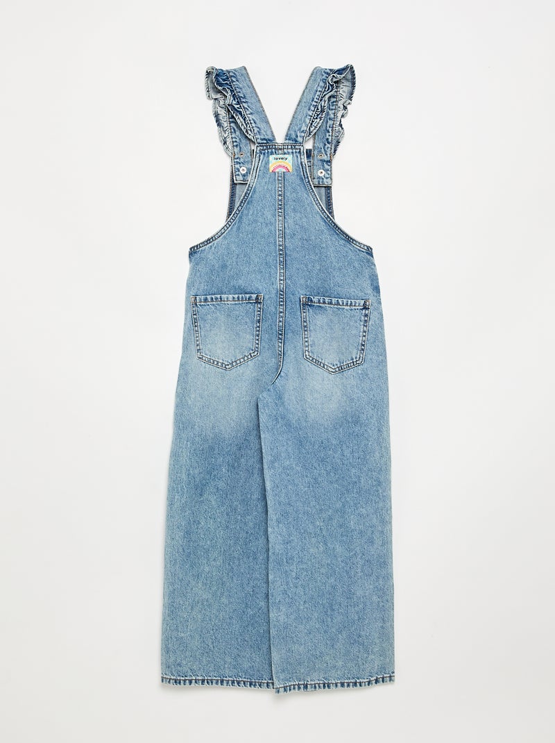Lange Denim-Latzhose mit Rüschenträgern Blau - Kiabi