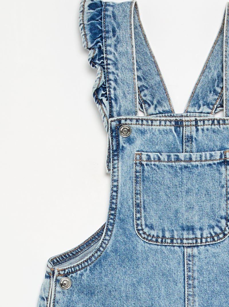 Lange Denim-Latzhose mit Rüschenträgern Blau - Kiabi