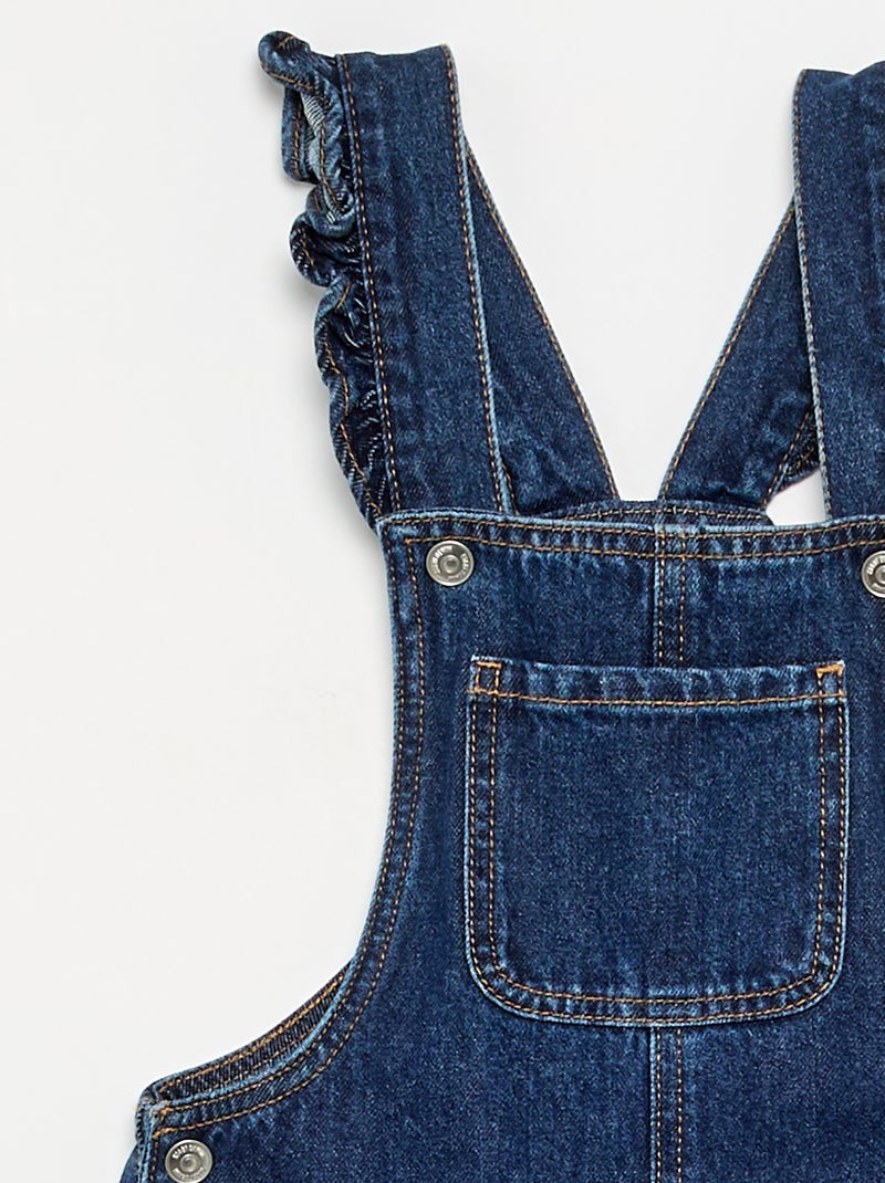 Lange Denim-Latzhose mit Rüschenträgern Blau - Kiabi